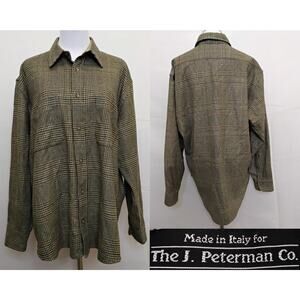The J. Peterman Co. Lambswool Button Up Shirt Women's L Brown Houndstooth #Z5356